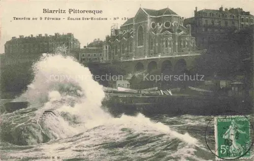 AK / Ansichtskarte BIARRITZ 64 Pyrenees Atlantiques Tempête du 9 Février Eglise Sainte Eugènie