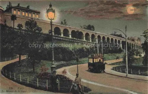 AK / Ansichtskarte PAU 64 Pyrenees-Atlantiques La Montée de la Gare au clair de lune Mondscheinkarte