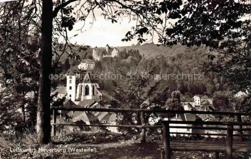 AK / Ansichtskarte Neuerburg Eifel Bitburg-Pruem Rheinland-Pfalz Ruhebank Blick auf den Ort Kirche Schloss