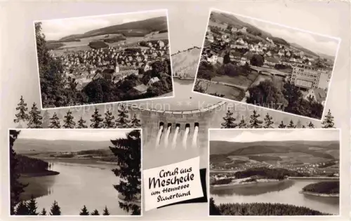 AK / Ansichtskarte Meschede Arnsberg Hochsauerlandkreis NRW Panorama Hennesee Staumauer