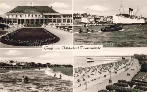 AK / Ansichtskarte TRAVEMueNDE Ostseebad Casino Ozeandampfer Badespass Strandpromenade