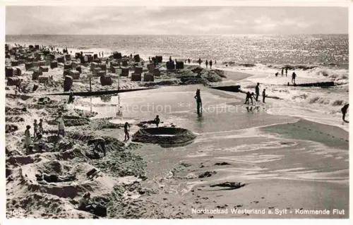 AK / Ansichtskarte WESTERLAND Sylt Strand Kommende Flut