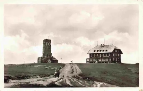 AK / Ansichtskarte Feldberg 1450m Schwarzwald Feldbergturm und Gasthaus Feldbergturm
