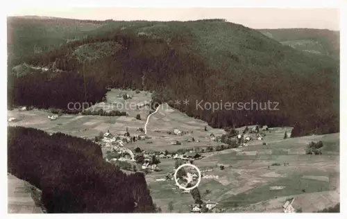 AK / Ansichtskarte Obertal Baiersbronn Freudenstadt BW Fliegeraufnahme mit Hotel Pension Sonne