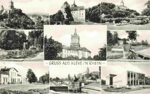 AK / Ansichtskarte Kleve Niederrhein Schloss Park Brunnen Kurhaus Kuranlagen