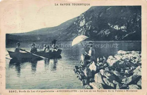 AK / Ansichtskarte Aiguebelette Lac de Saint-Alban-de-Montbel CHAMBERY 73 Savoie Bords du Lac d'Aiguebelette Le Lac et les Rochers de la Pointe a Michelon
