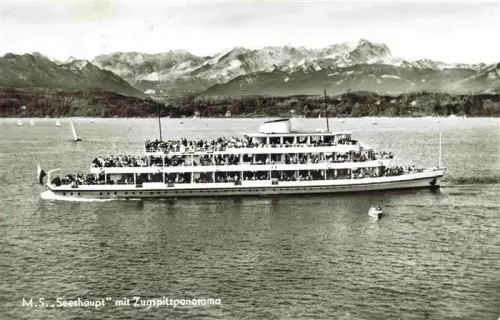 AK / Ansichtskarte Dampfer Binnenschifffahrt M.S. Seeshaupt Zugspitzenpanorama 