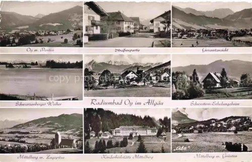 AK / Ansichtskarte Bad Oy-Mittelberg Oberallgaeu Bayern Panorama Alpen Strassenpartie Schwarzenberger Weiher Kinderheilstaette Schwestern-Erholungsheim