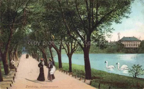 AK / Ansichtskarte ZWICKAU  Sachsen Promenade am Schwanenteich Kuenstlerkarte