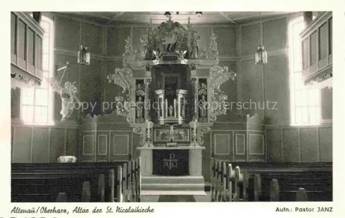 AK / Ansichtskarte Altenau Harz Gemkenthal Niedersachsen Altar der St. Nicolaikirche Kupfertiefdruck