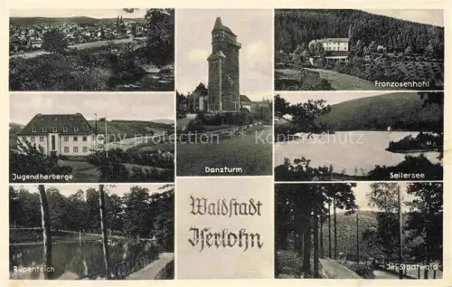 AK / Ansichtskarte ISERLOHN NRW Panorama Jugendherberge Teich Danzturm Franzosenhohl Seilersee Stadtwald