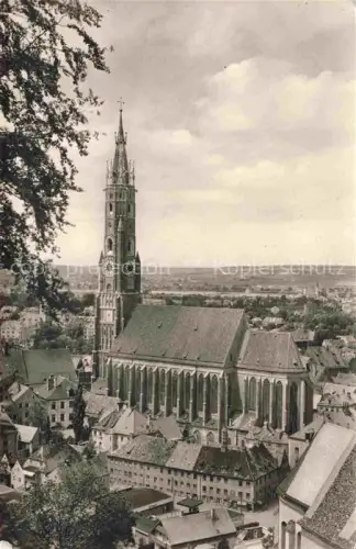 AK / Ansichtskarte LANDSHUT  Isar Stadtbild mit St. Martinskirche Blick von der Burg Trausnitz