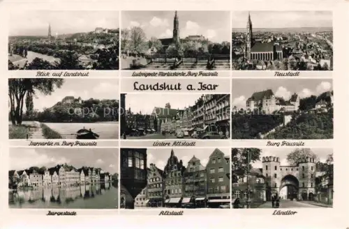 AK / Ansichtskarte LANDSHUT  Isar Stadtpanorama Ludwigwehr Kirche Burg Trausnitz Neustadt Isar Altstadt Isargestade Laendtor