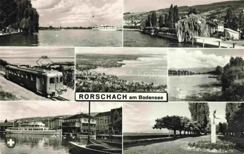 AK / Ansichtskarte RORSCHACH Bodensee SG Panorama Faehrschiffe Hafen Zug Park