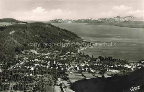 AK / Ansichtskarte Ludwigshafen Bodman-Ludwigshafen Bodensee Fliegeraufnahme mit Schweizer Alpen