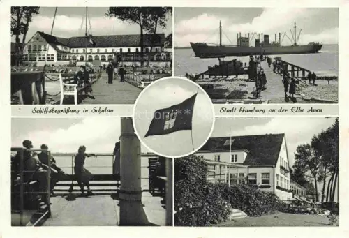 AK / Ansichtskarte Schulau Wedel Schiffsbegruessung in Schulau Stadt Hamburg an der Elbe Auen