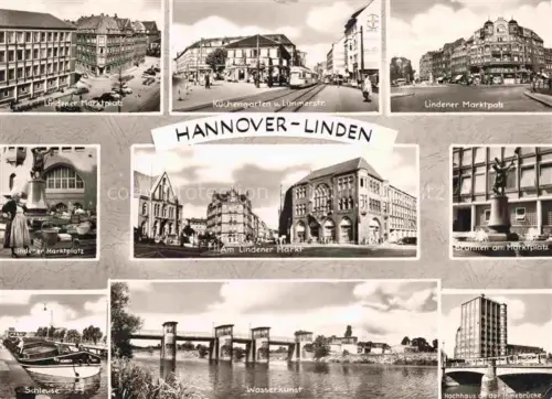 AK / Ansichtskarte Linden  HANNOVER Marktplatz Kuechengarten Am Marktplatz Brunnen Schleuse Wasserkunst Hochhaus