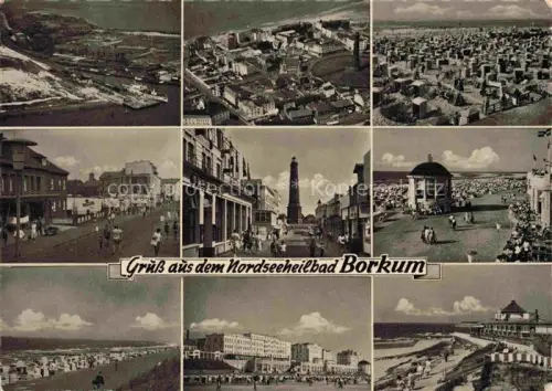 AK / Ansichtskarte BORKUM Nordseebad Niedersachsen Fliegeraufnahmen Strandpartien Teilansichten