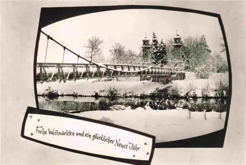 AK / Ansichtskarte Langenargen Bodensee Argenpartie mit Haengebruecke