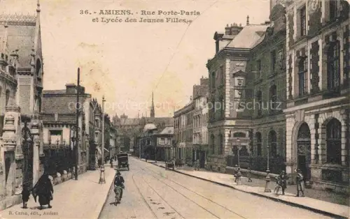 AK / Ansichtskarte AMIENS 80 Somme Rue Porte Paris et Lycee des Jeunes Filles