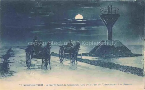 AK / Ansichtskarte Noirmoutier-en-l Ile Les Sables-d Olonne 85 Vendee A maree basse le passage du Goa relie l'Ile de Noirmoutier