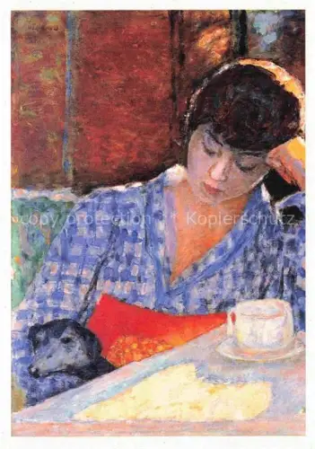 AK / Ansichtskarte BONNARD Pierre (1867-1947) Kuenstlerkarte Frau stuetzend auf Ellenbogen Hund Stillleben 