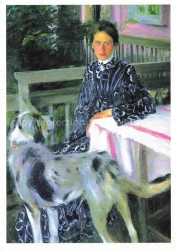 AK / Ansichtskarte MICHAILOWITSCH-KUSTODIEJEW Boris (1878-1927) Kuenstlerkarte Portraet Julia Kustodiejewa 
