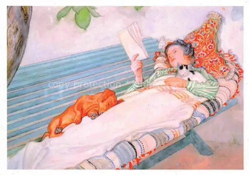 AK / Ansichtskarte LARssON Carl (1853-1919) Kuenstlerkarte Auf einer Bank