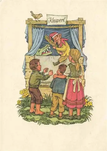 AK / Ansichtskarte Kasperle-Theater Puppenspiel Pupazzi Dolls Poupees Munecas Spielzeug-- 