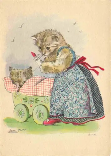 AK / Ansichtskarte Vermenschlicht Humanises-- Katzen