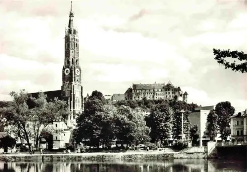 AK / Ansichtskarte LANDSHUT  Isar Blick ueber die Isar auf Dom und Burg Trausnitz