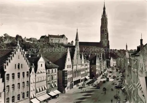 AK / Ansichtskarte LANDSHUT  Isar Altstadt mit Blick auf Burg Trausnitz