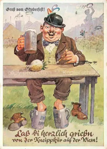 AK / Ansichtskarte Oktoberfest Theresienwiese Muenchen Kneippkur Bier 