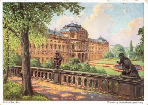 AK / Ansichtskarte MoessLER Ludwig Moessler Ludwig (1902-1949) Kuenstlerkarte Wuerzburg Residenz Gartenseite