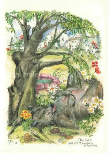 AK / Ansichtskarte Maerchen Sagen Fairy Tale Conte-- Der Wolf und die 7 Geisseln 