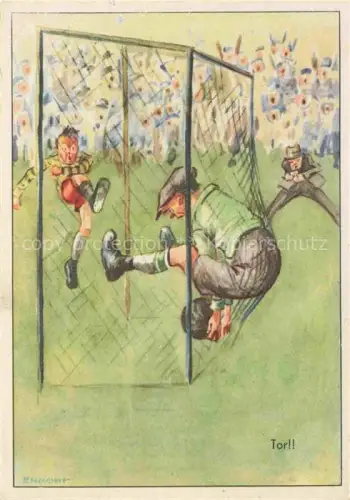 AK / Ansichtskarte Fussball Soccer Football-- Tor Kuenstlerkarte
