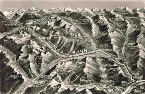 AK / Ansichtskarte CHUR Coire GR Panoramakarte Albula-Bahn und Umgebung aus der Vogelperspektive