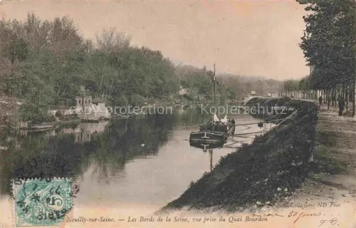 AK / Ansichtskarte NEUILLY  -SUR-SEINE 92 Hauts-de-Seine Les Bords de la Seine vue prise du Quai Bourdon