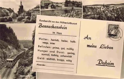 AK / Ansichtskarte Benneckenstein Harz Sachsen-Anhalt Kirche Schwimmbad Panorama Harzquerbahn