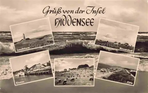 AK / Ansichtskarte Hiddensee Insel Hiddensee Mecklenburg-Vorpommern Leuchtturm Kloster Neuendorf Vitte Strandpartie