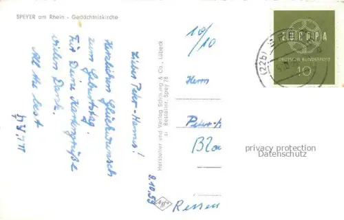 AK / Ansichtskarte SPEYER Rhein Gedaechtniskirche