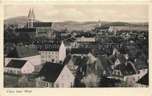 AK / Ansichtskarte Cham  Oberpfalz Stadtansicht mit Kirche