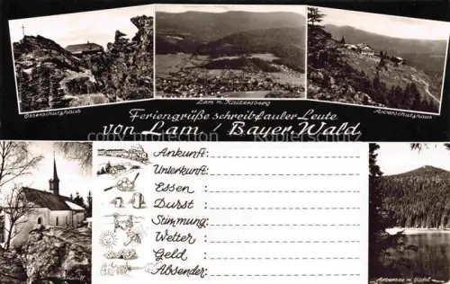 AK / Ansichtskarte Osserschutzhaus 1293m Lam Bayern Lam mit Kaitersberg Arberschutzhaus Kirche Arbersee