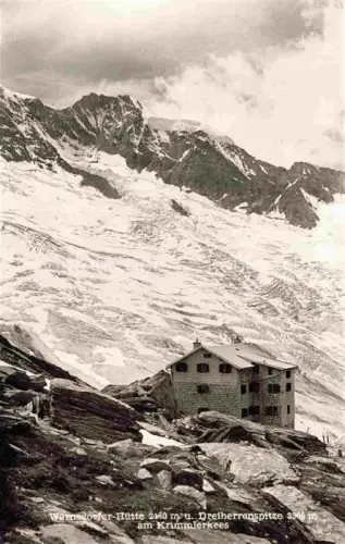 AK / Ansichtskarte Warnsdorferhuette 2450m Krimml AT mit Dreiherrenspitze am Krimmlerkees