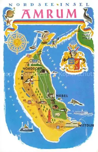 AK / Ansichtskarte AMRUM Insel Nebel Nordfriesland Inselkarte