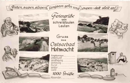 AK / Ansichtskarte Hohwacht Ostseebad Schleswig-Holstein Panorama Strandpartien Karikaturen