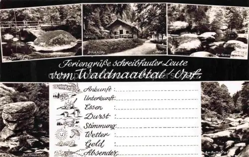AK / Ansichtskarte Waldnaabtal Falkenberg Oberfranken Bayern Jaegersteg Blockhuette Tischstein Butterfass Am Kammerwagen