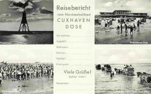 AK / Ansichtskarte Doese CUXHAVEN Kugelbake Strandhaus Doese Wattenpolonaise Wattwagenfahrt