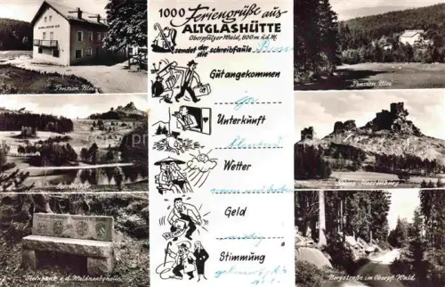 AK / Ansichtskarte Altglashuette Oberpfalz Baernau Pension Blei Geisweiher Steinbank Waldnaabquelle Ruine Flossenbuerg Bergstrasse