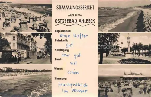 AK / Ansichtskarte AHLBECK HERINGSDORF Insel Usedom Ostseebad Strandpartien Kurkonzert Seebruecke